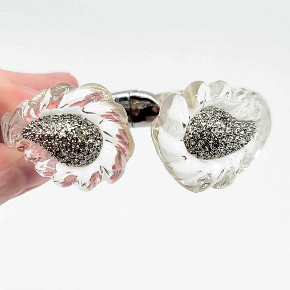 Alexis Bittar Diamond Swarovski Crystal Winter Paisley Lucite Rope Bracelet - Picture 14 of 17